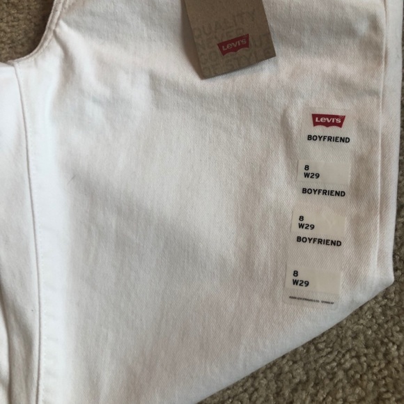 Levi’s boyfriend white crop studded jeans denim pants fringe 10 - Picture 5 of 10